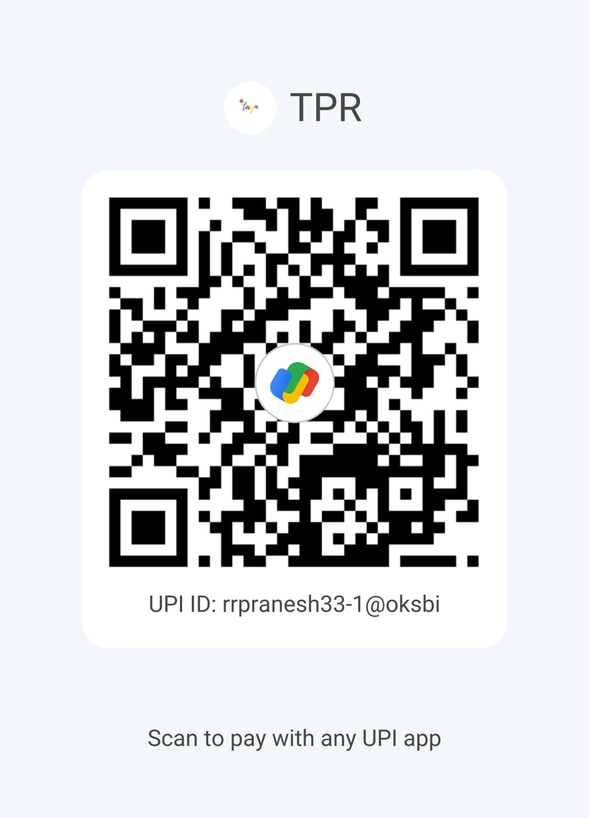 Donation QR Code — Scan to donate via UPI